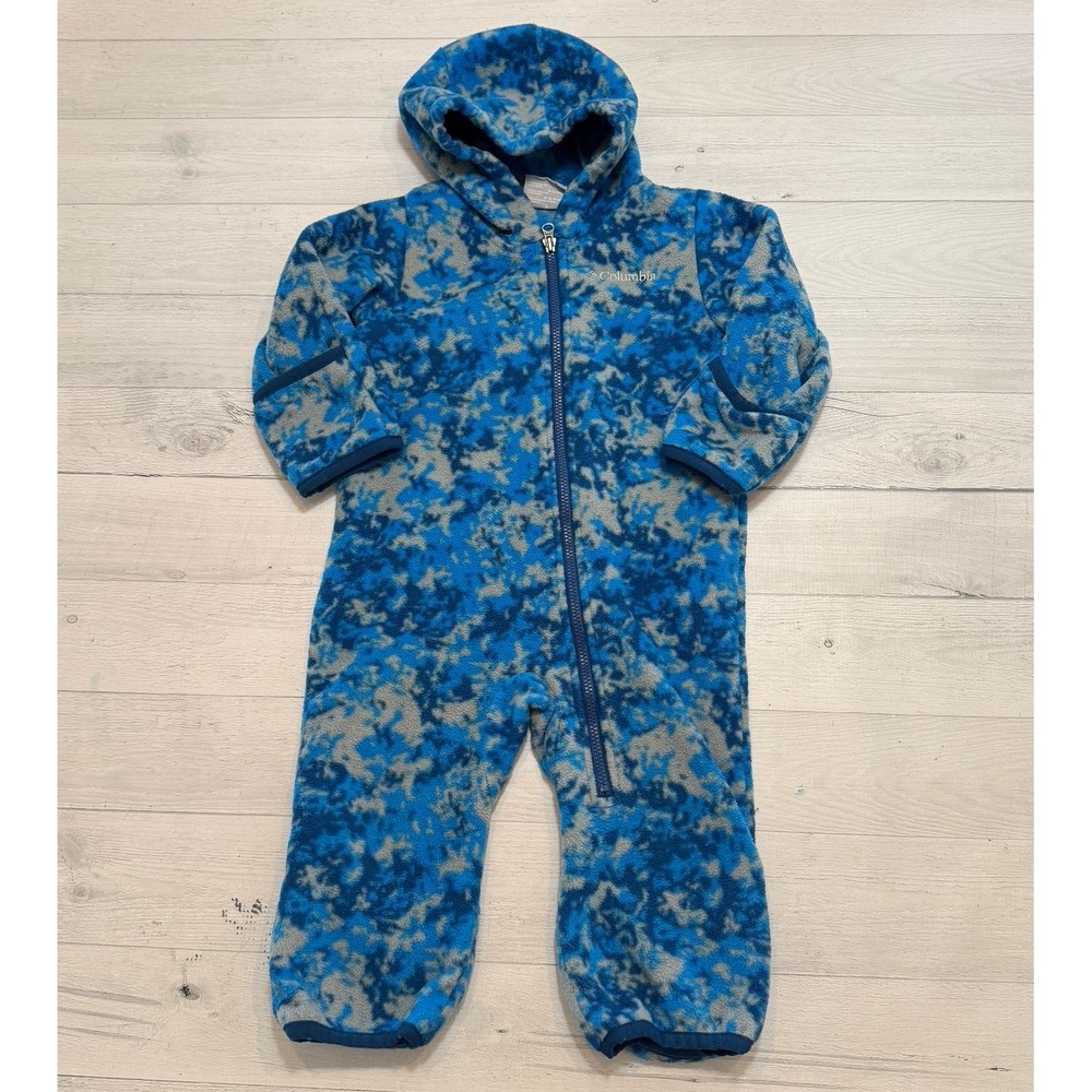 Columbia boys blue grey baby fleece bunting‎ 6-12 months